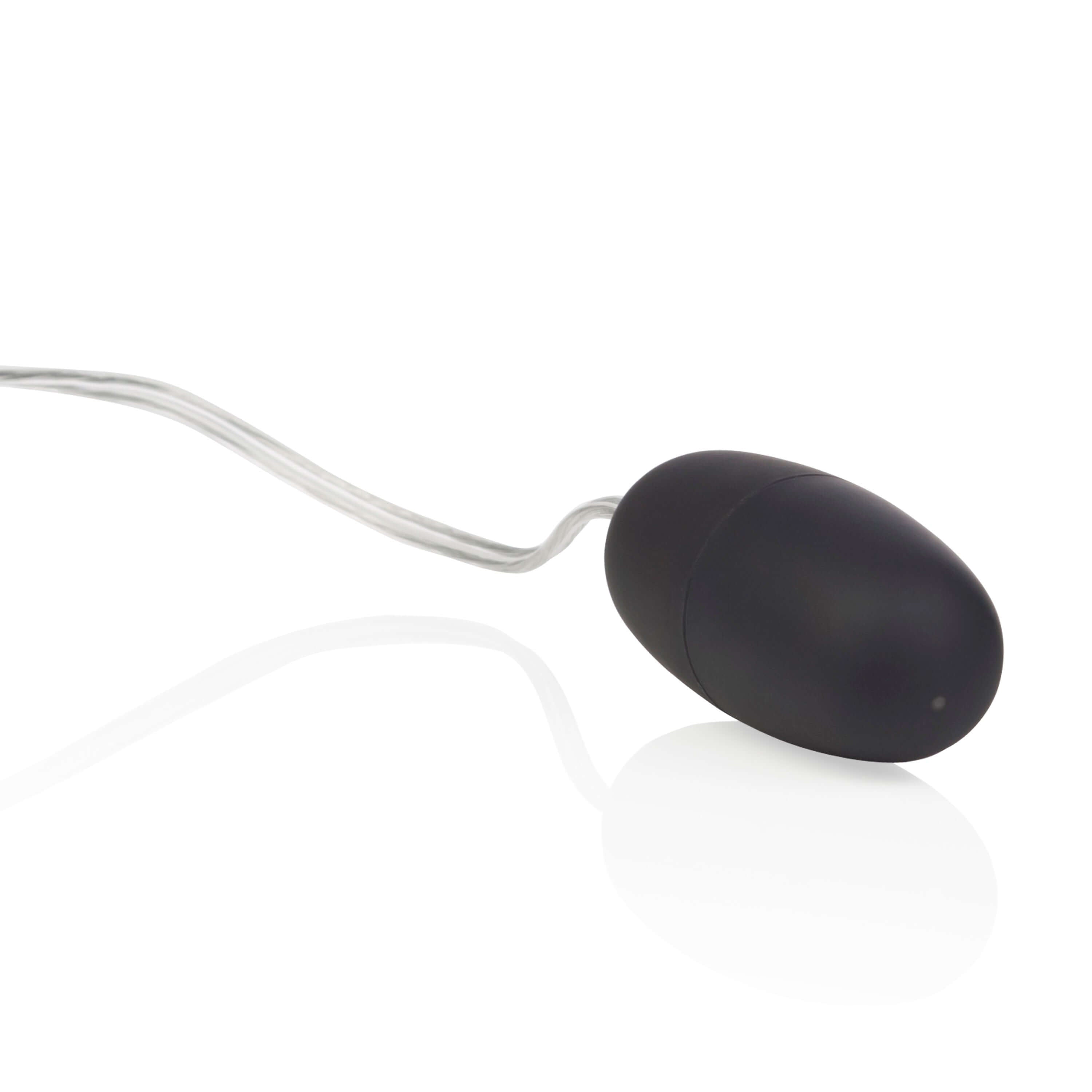 Sterling Collection Velvet-Cote Bullet in black color, a luxurious pleasure stimulator with a wired design.