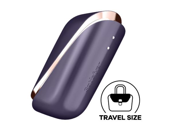 Satisfyer Traveler Air Pulse Clitoral Stimulator Black in compact travel size design.