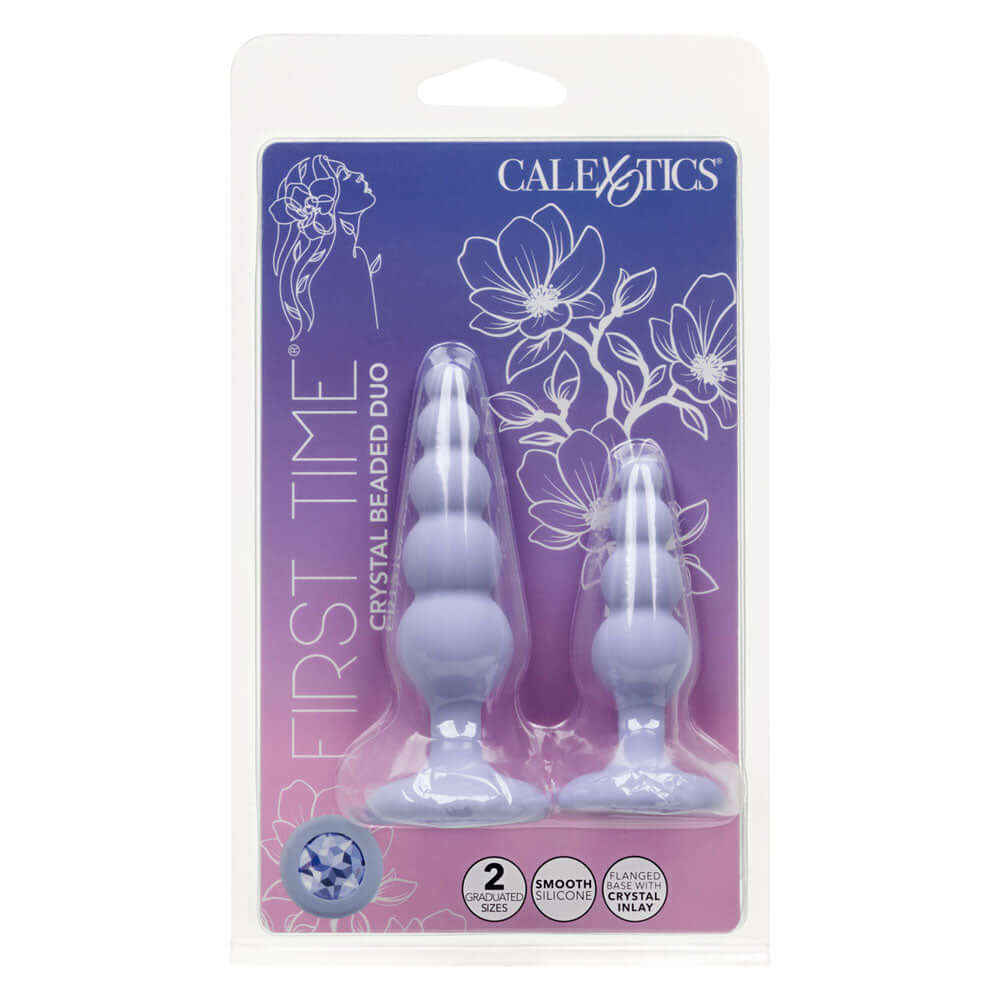 First Time Crystal Beaded Duo Purple packaging featuring graduated beaded probes for beginners.