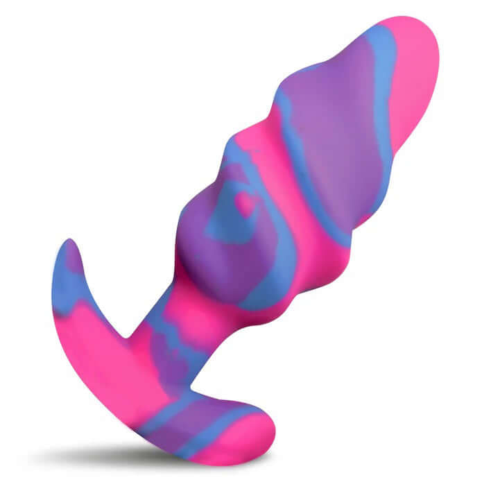 Unicorn Swirl Silicone Butt Plug - Medium-0