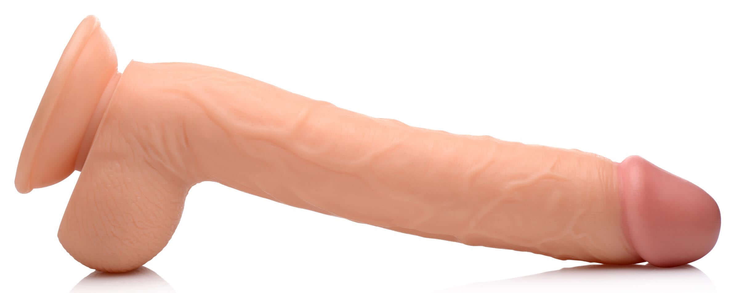 Long Logan 10 Inch Dildo With Balls Master Cock Light on a white background, showcasing its realistic design and firm shaft.