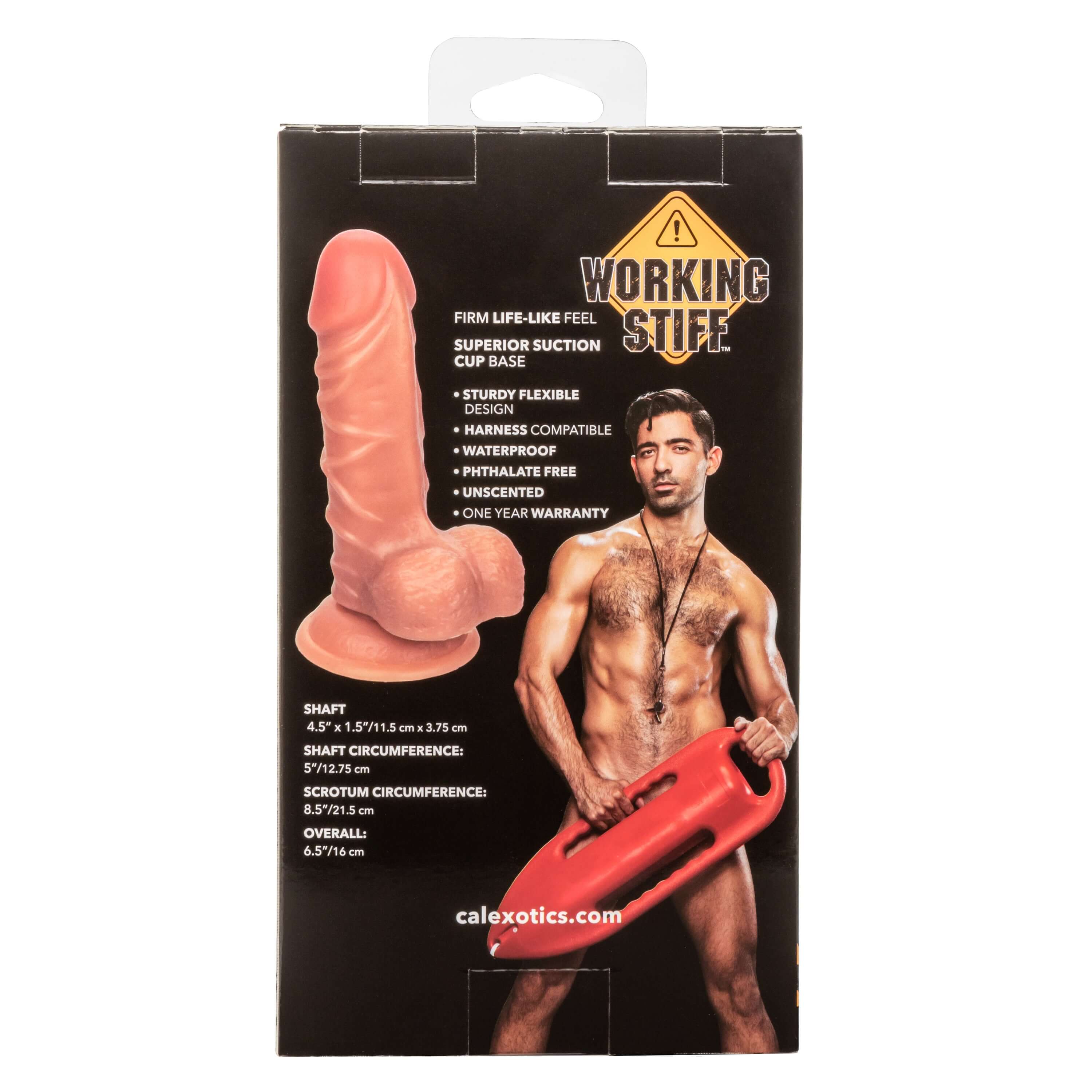 Working Stiff the Lifeguard Dildo Tan with realistic design and suction cup base for versatile pleasure.