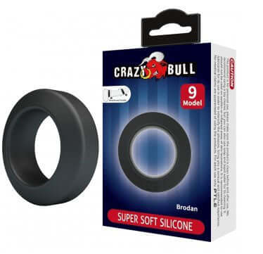 Brodan Cockring Super Soft Silicone Black packaged with product details and features.