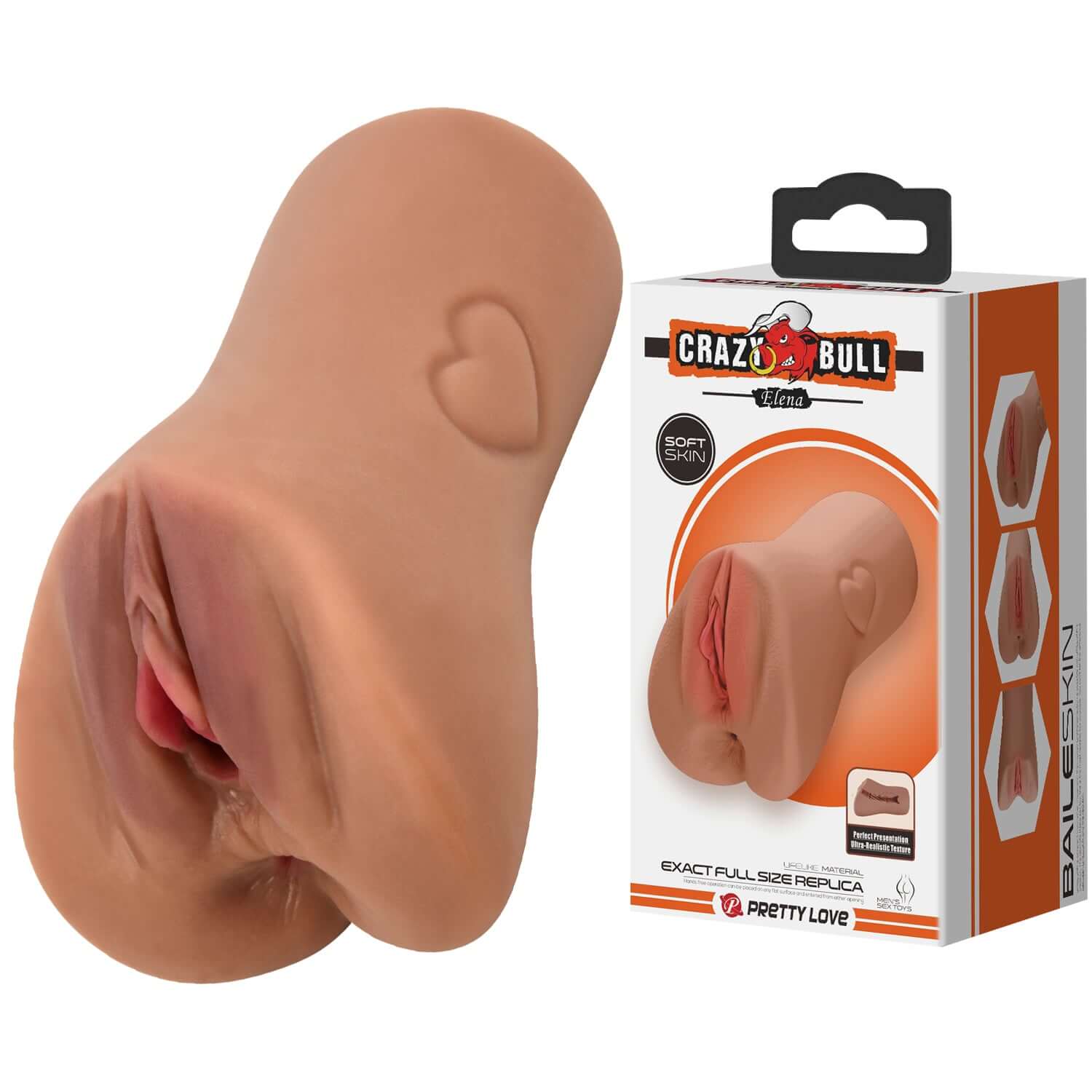 Elena Vagina Shaped Masturbator in brown with realistic details and soft material for ultimate pleasure.