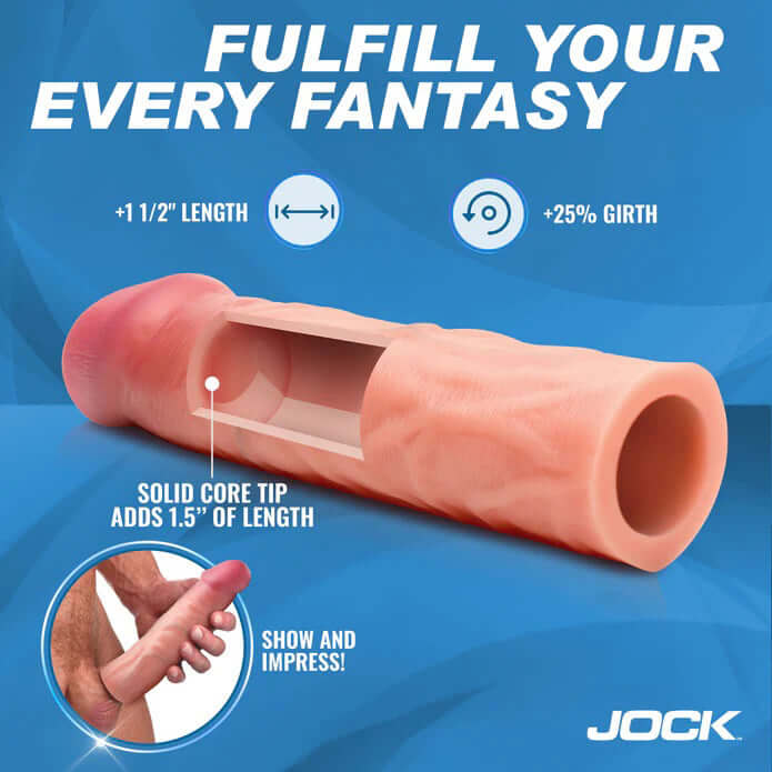 Jock 1.5" Silicone Penis Extension Sleeve - Light-2
