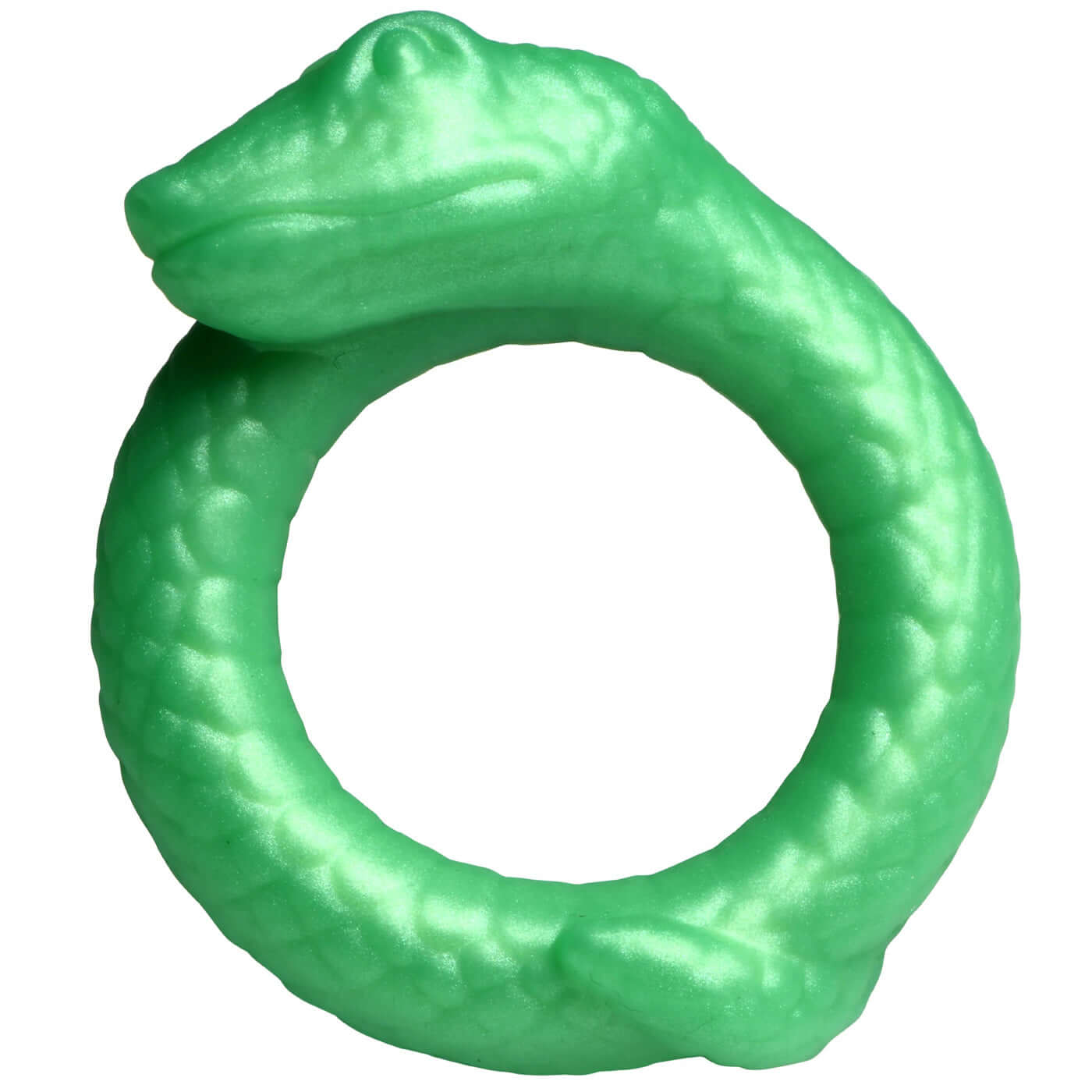 Green Serpentine Silicone Cock Ring with Snake Design for Enhanced Playtime and Climax