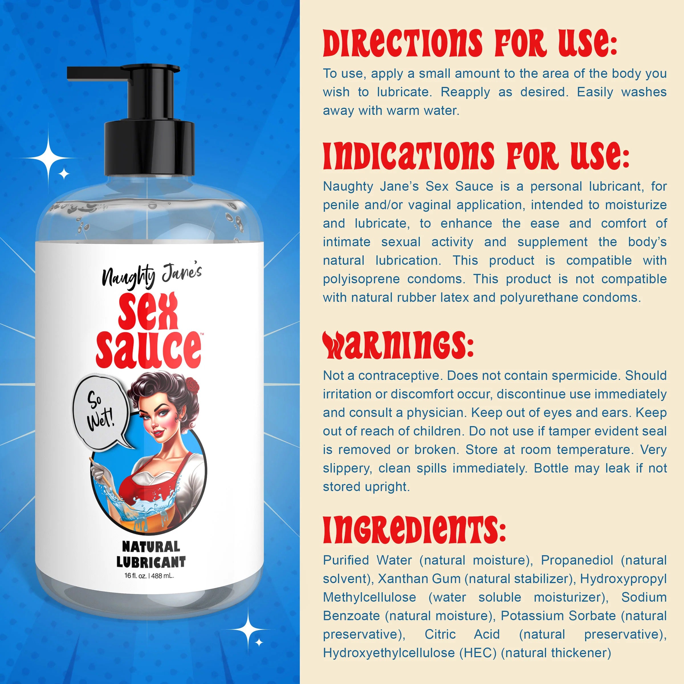 Naughty Jane's Sex Sauce Natural Lubricant 16oz-0