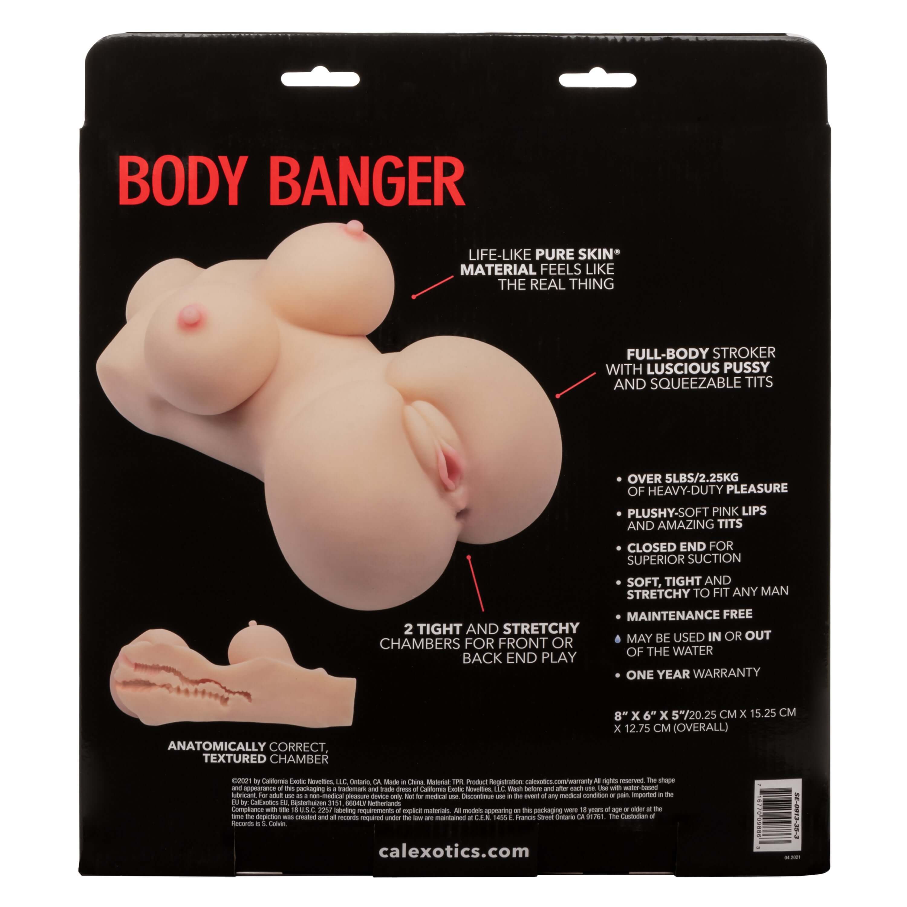 Stroke It Body Banger Masturbator Ivory packaging showcasing its realistic features and heavy-duty design.