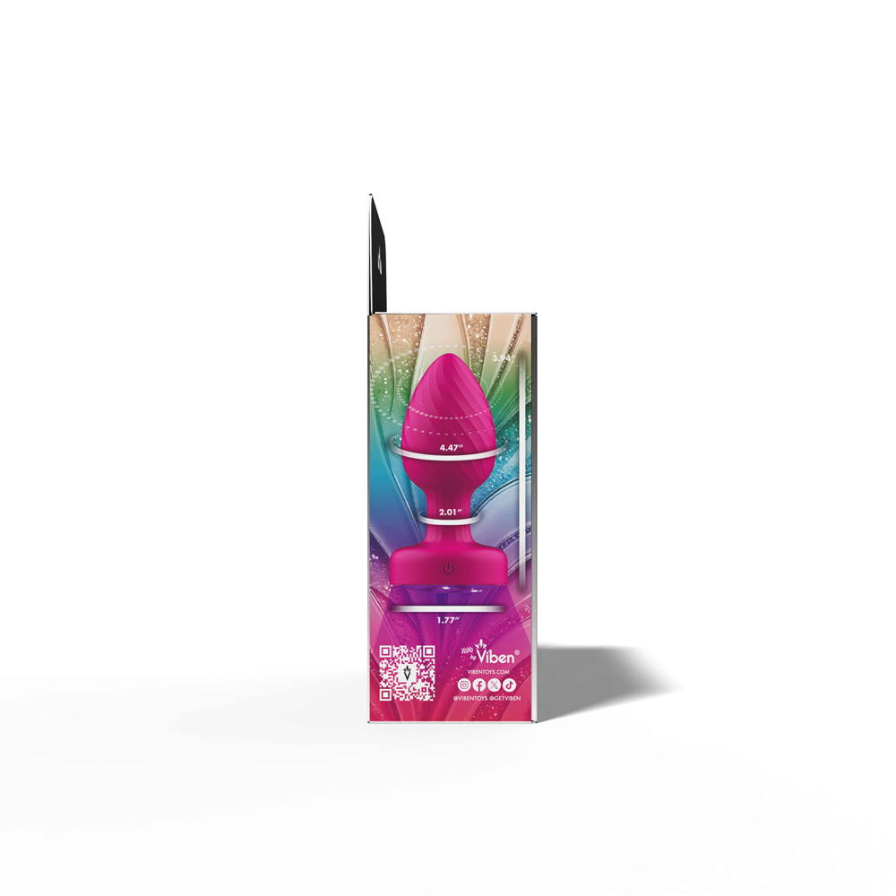 Twila Twirling Purple Gem Light Up Vibrating Plug With Heart Remote in colorful packaging.
