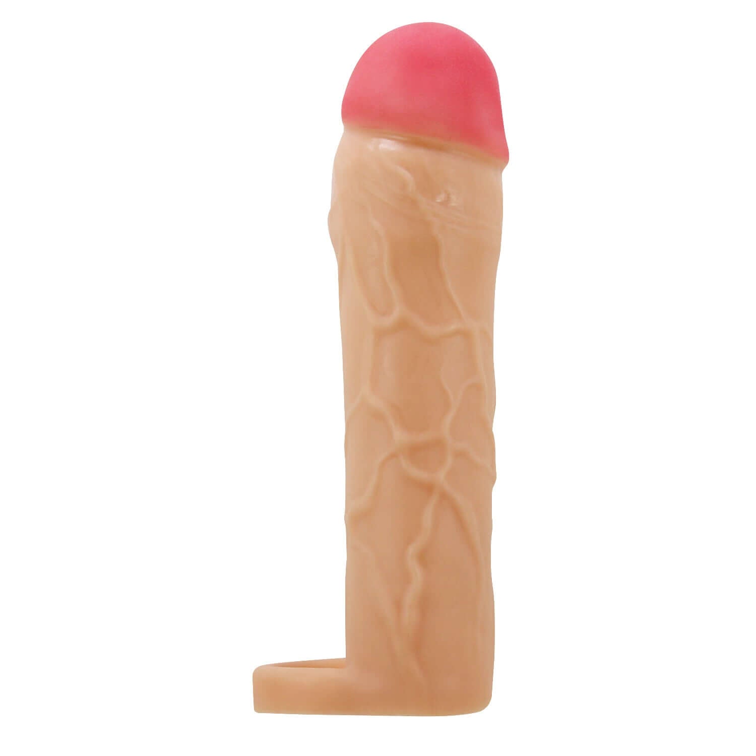 Hani Extended Penis Sleeve in light TPR material with textured shaft and ball ring for enhanced stimulation and support.