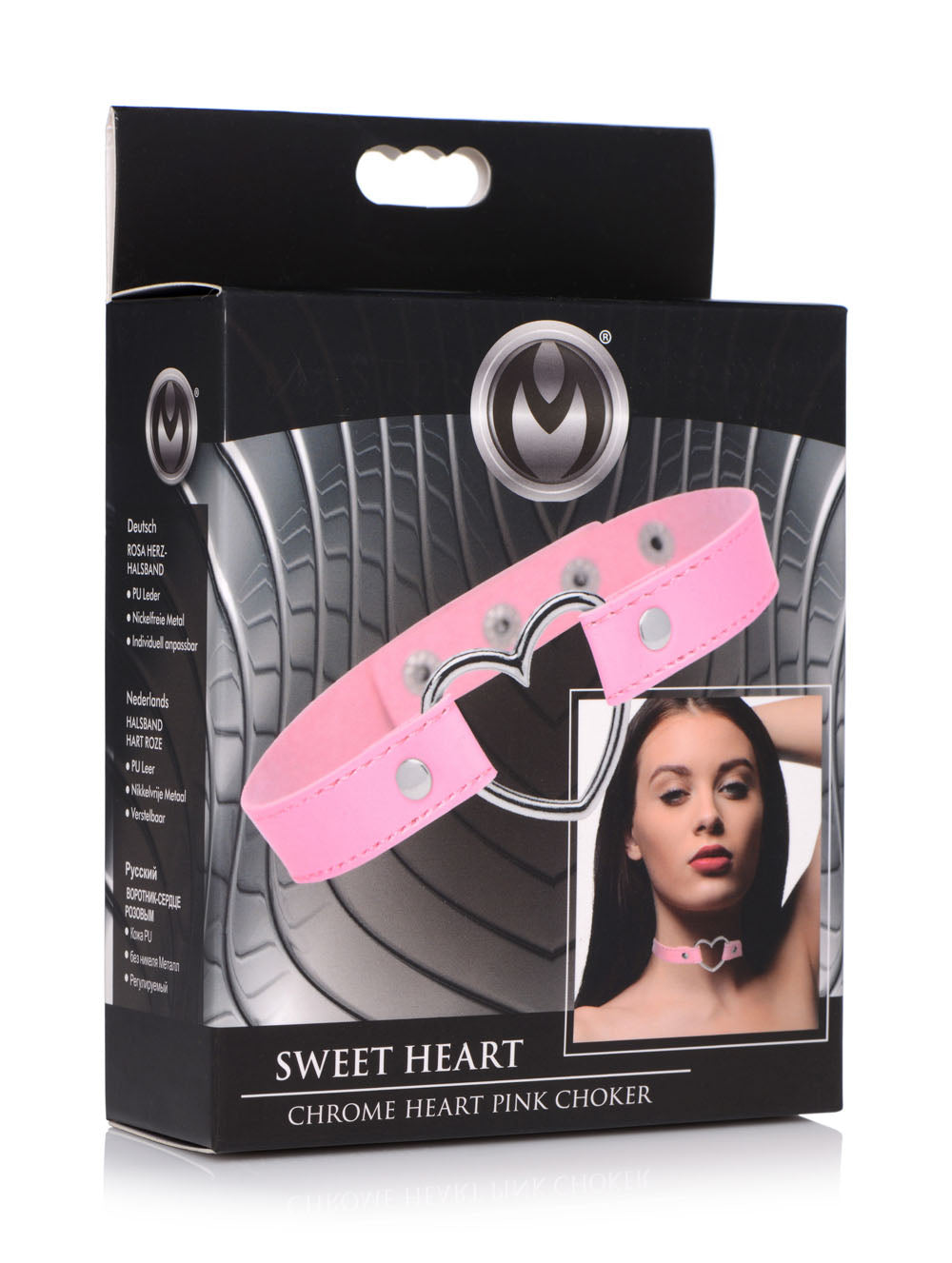 Dark Heart Chrome Heart Choker - Pink-1