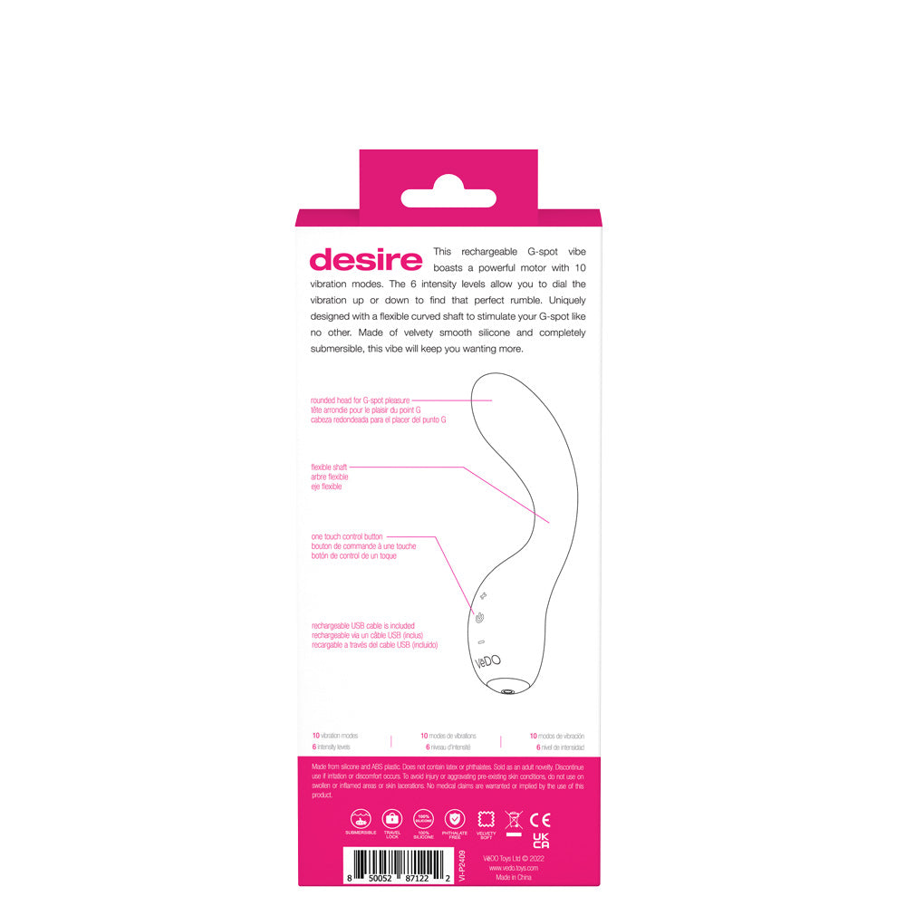 Desire Rechargeable G-Spot Vibe - Pink-1