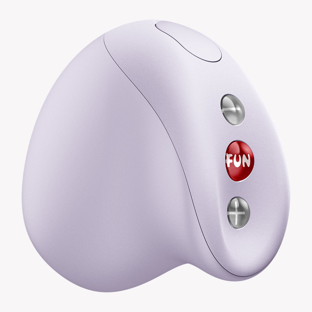 Fun Factory Mea Air Pulse Vibrator Purple side view showing controls and sleek design.