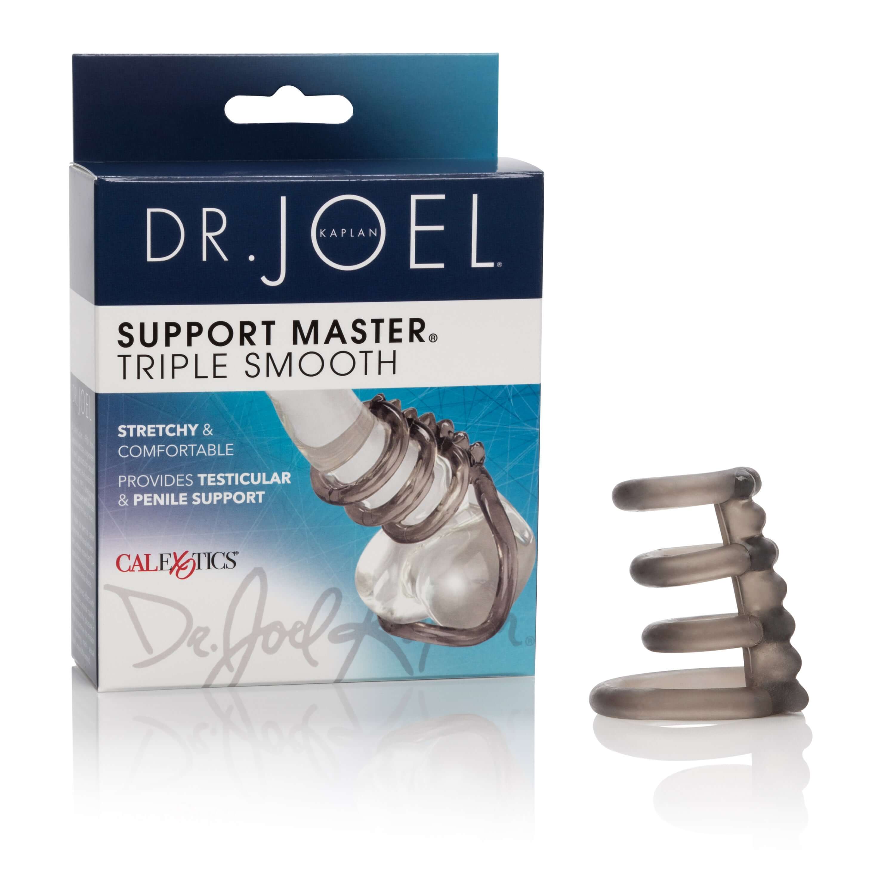 Dr Joel Kaplan Support Master Triple Smooth Smoke erection enhancement ring in packaging, designed for comfort and support.