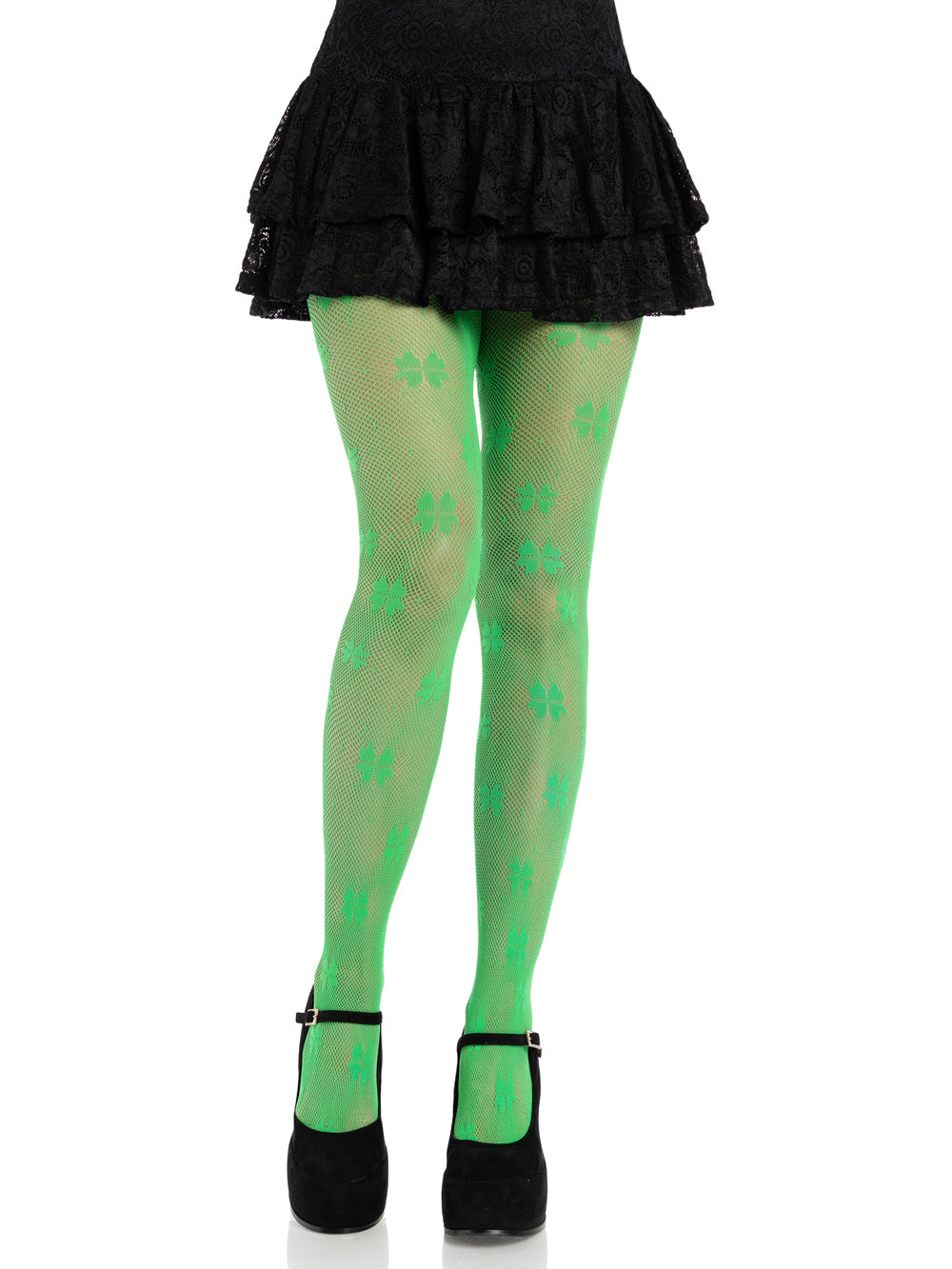 Clover Net Tights - Os - Green-0