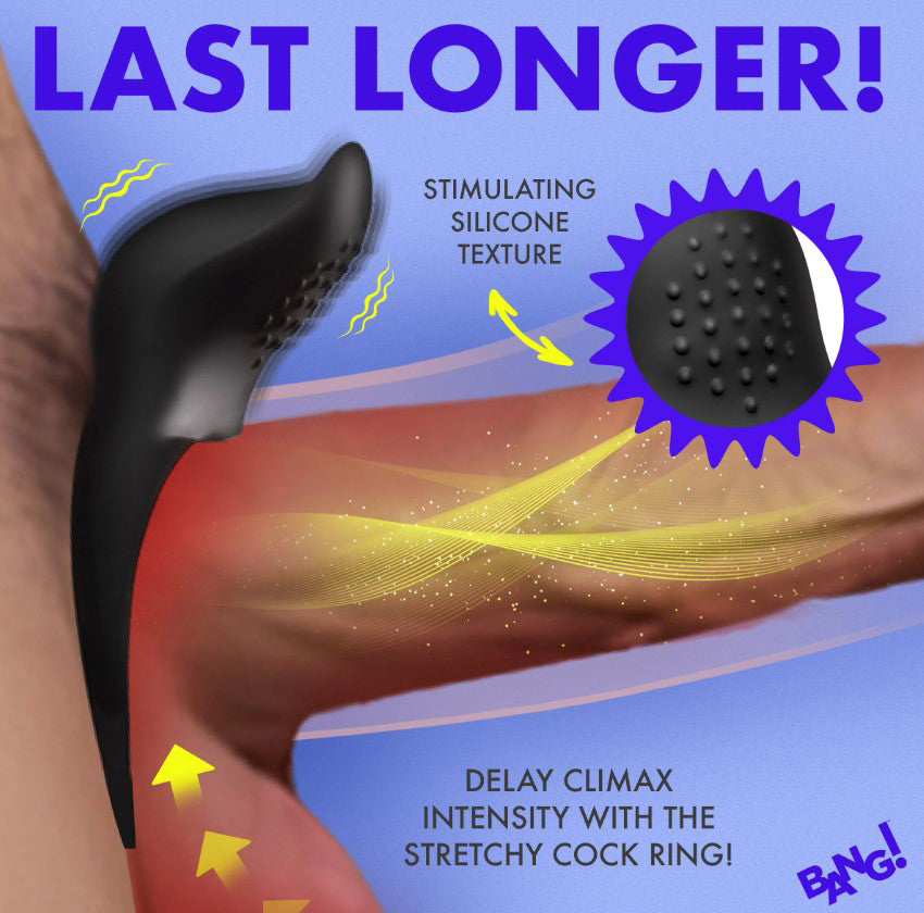Bang Vibrating Silicone Cock Ring Black with stimulating silicone texture for enhanced pleasure.