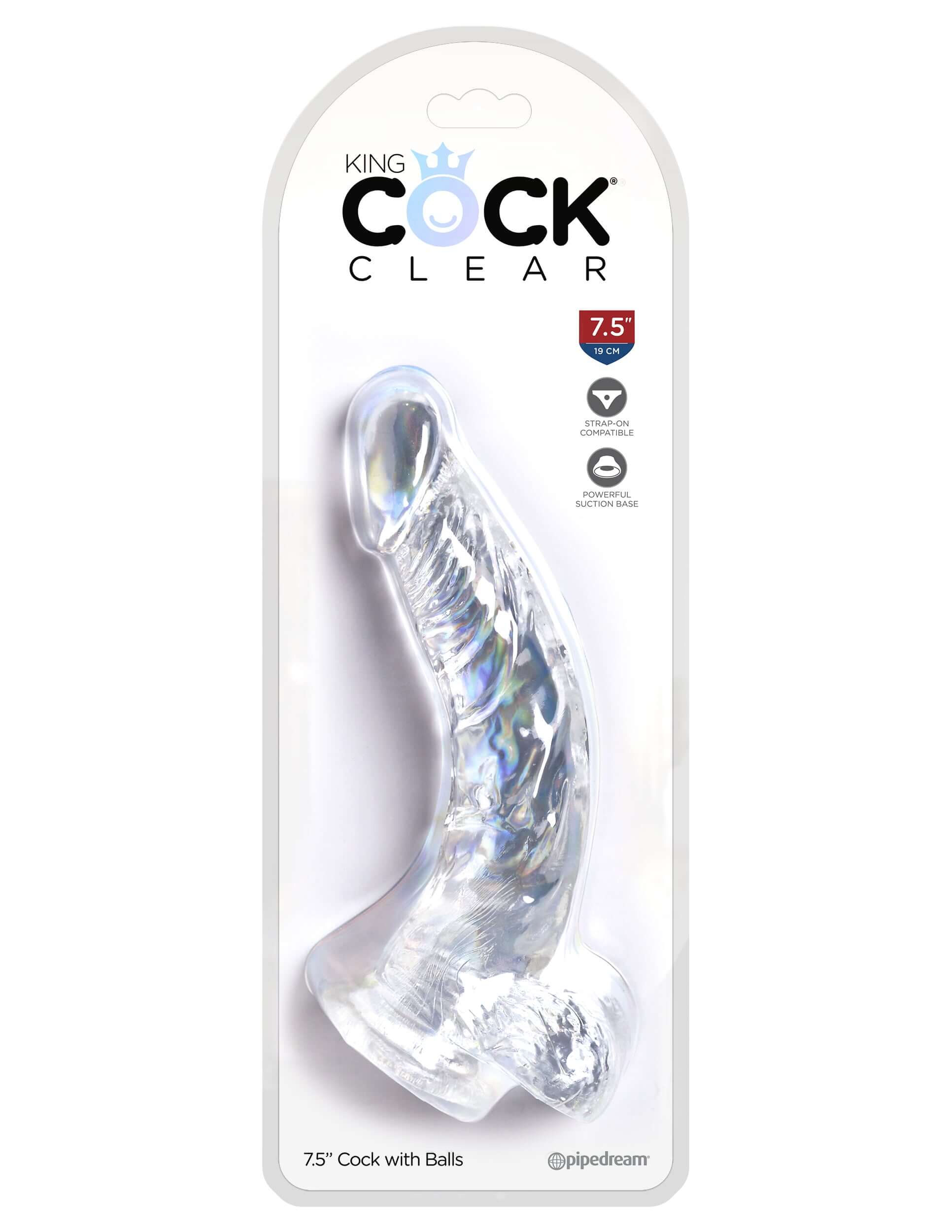 King Cock Clear 7.5 Inch Cock With Balls-0