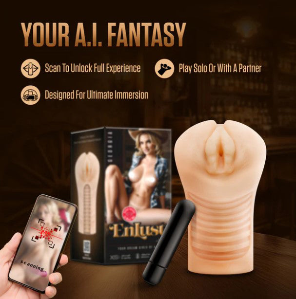Enlust Georgia Male Masturbator With Bullet Vibrator Beige showcasing design, features, and included vibrating bullet for immersive experience.