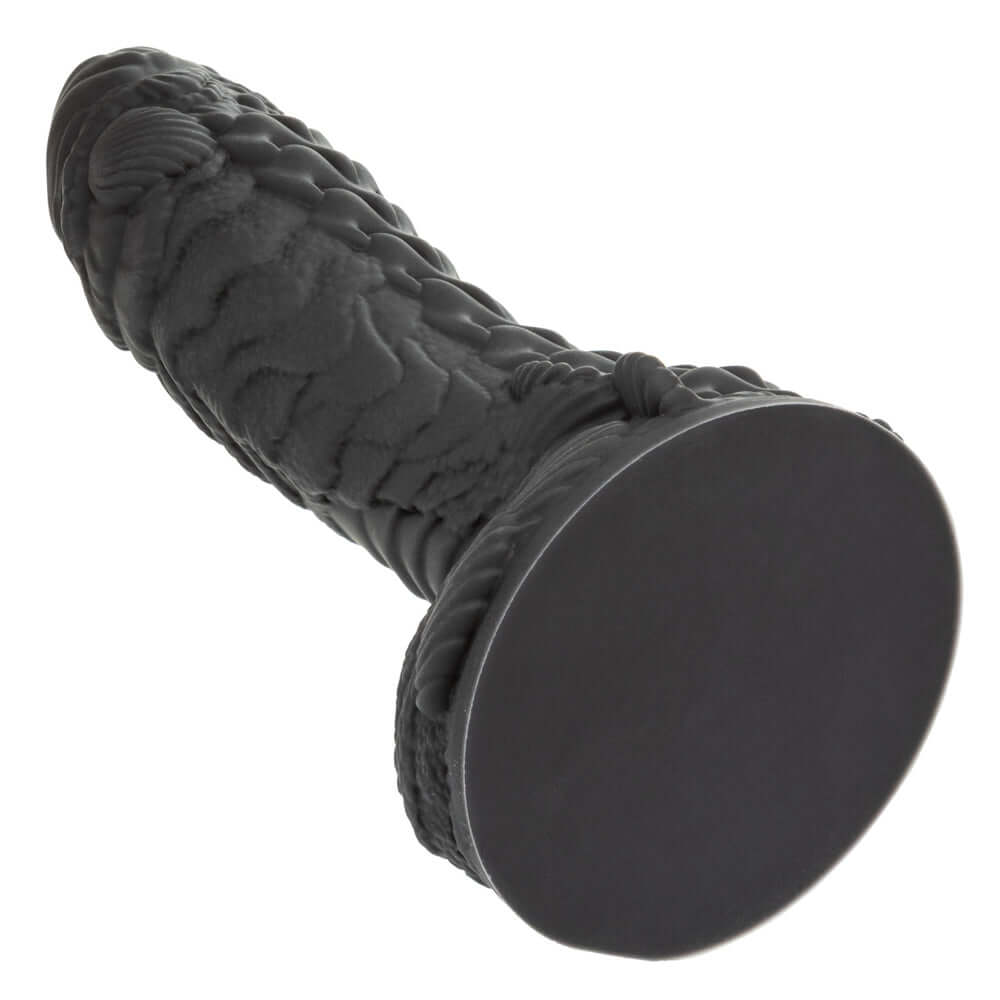 Monster Dong the Gill Man Dildo Black showcasing detailed texture and premium liquid silicone design.
