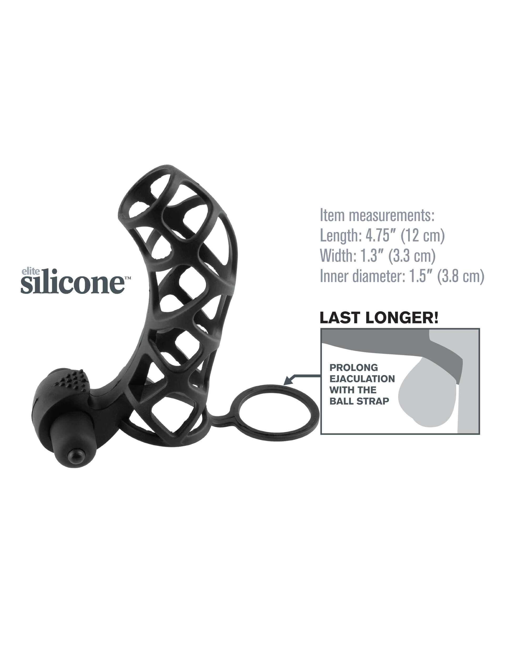 Fantasy X-Tensions Extreme Silicone Power Cage Black with detailed specifications and benefits for enhanced intimate play.