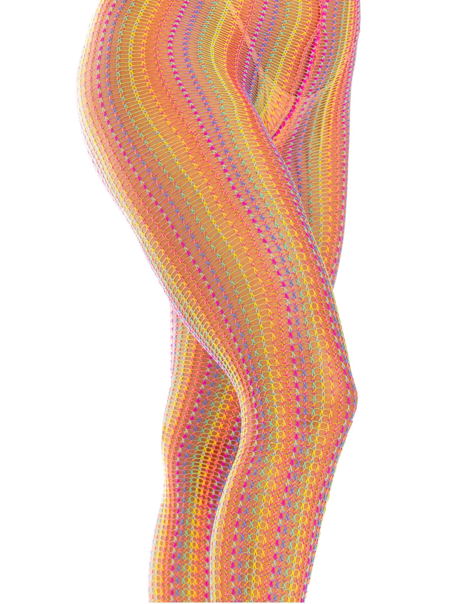 Rainbow Crochet Net Tights - One Size - Multicolor-2