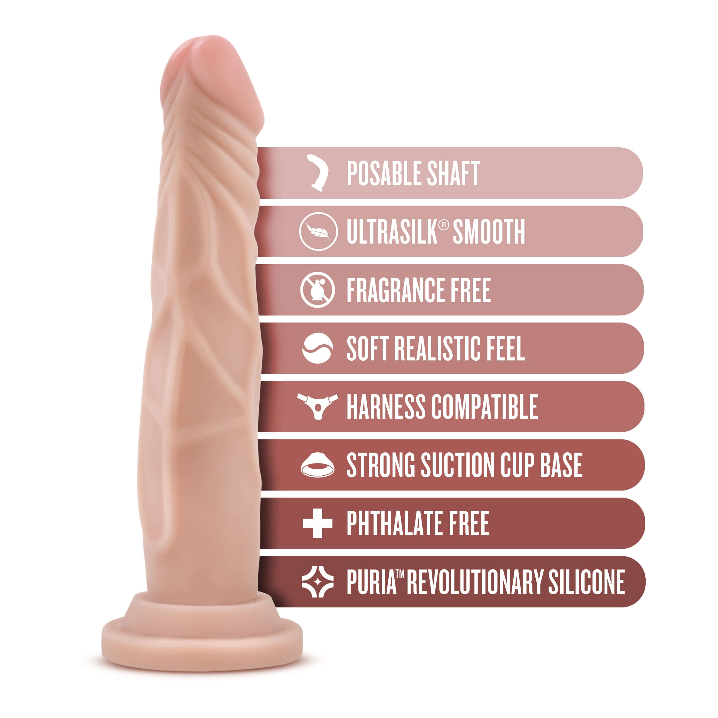 Dr. Skin Silicone - Dr. Carter - 7 Inch Dong With Suction Cup - Vanilla-2