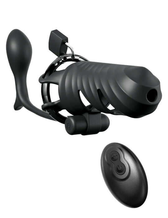 Fantasy C-Ringz Remote-Controlled Vibrating Cock Blocker With Ass-Gasm Plug - Black-1