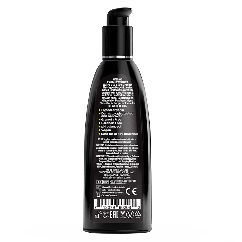 Wicked Aqua Sensitive Hypoallergenic Water Based Lubricant 8.0 Oz