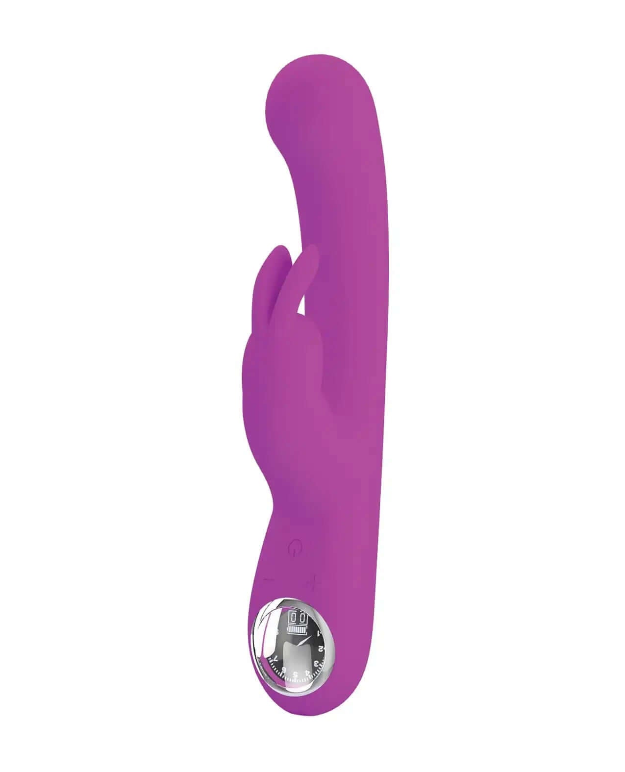 Lamar LED Digital Display Rabbit Vibrator in Fuchsia for G-spot and Clitoral Stimulation with Easy-to-Use Screen