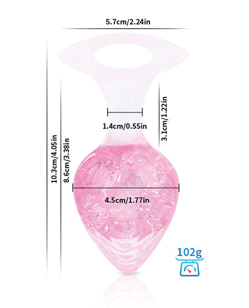 Luxe Prism Large Glass Plug Light Pink dimensions and features including size and weight.