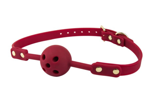 Temptasia Ardor Ball Gag Red made from body-safe silicone with adjustable straps and a sleek design.