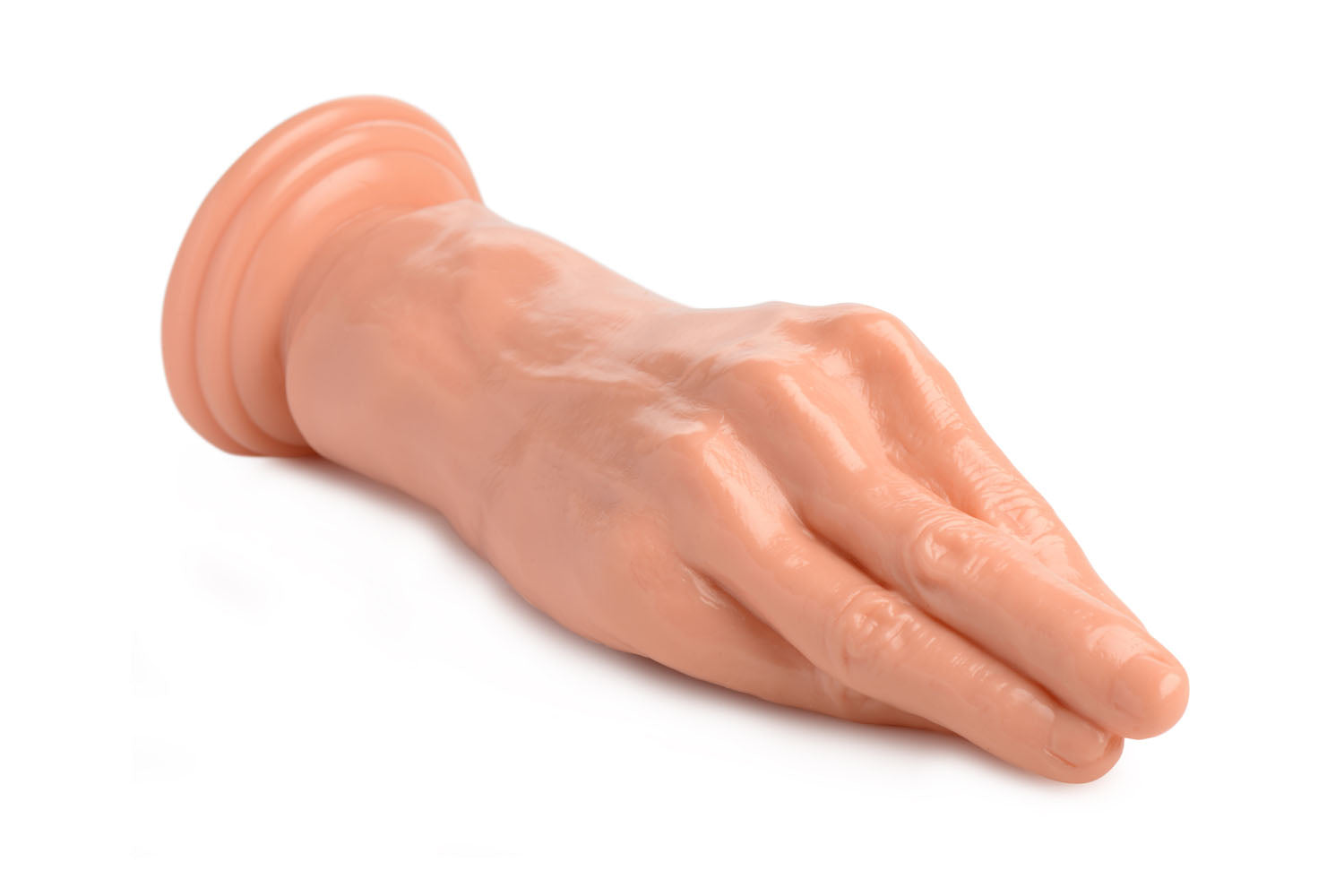 Master Series The Stuffer Fisting Hand Dildo Flesh in a realistic hand shape for lifelike penetration experience.