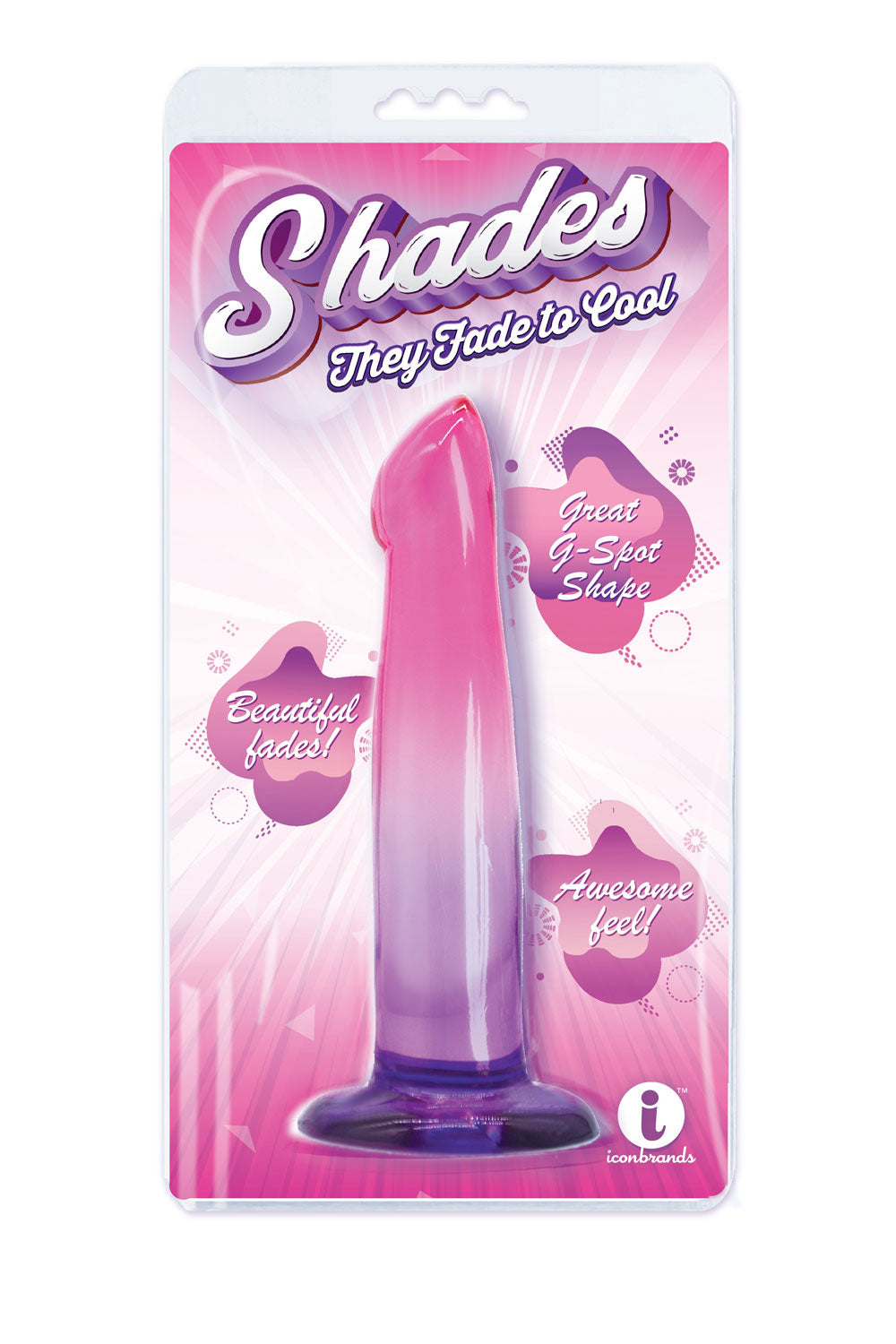 Shades, 6.25&quot; G-Spot Jelly Tpr Gradient Dong - Pink and Purple-0