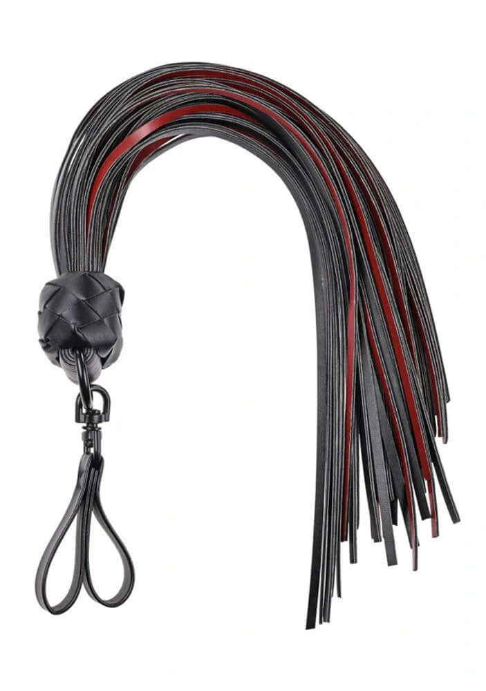 Saffron Finger Flogger Black Red featuring sleek black and red design for tactile exploration and stylish restraint.