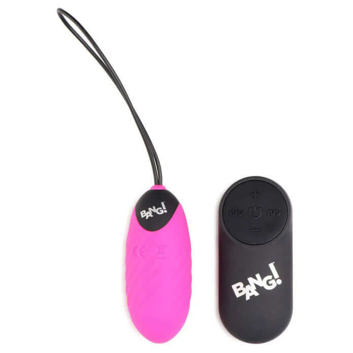 Bang 28x Swirl Silicone Egg Vibrator Pink with remote control, designed for deep stimulation and enhanced internal sensations.