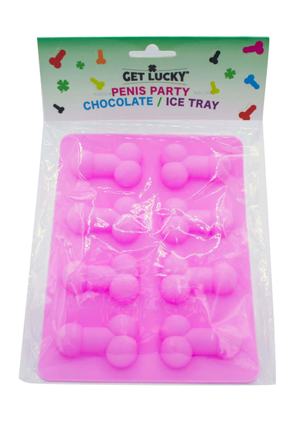 Party Penis Chocolate Ice Tray Pink silicone mold for fun party treats and ice, perfect for bachelorette parties.