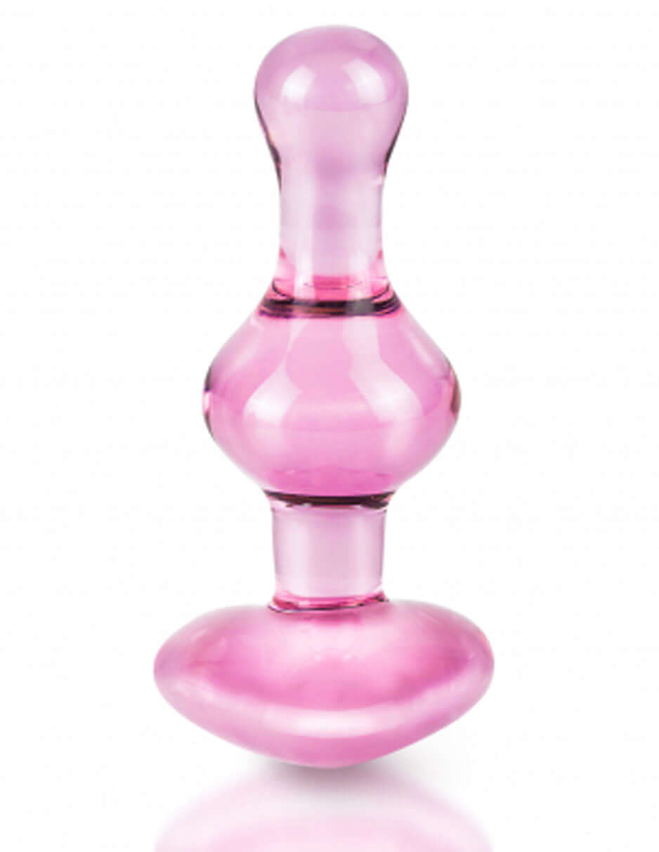 Icicles No 75 Glass Anal Plug Pink, handcrafted glass anal plug for luxurious sensation and temperature play.