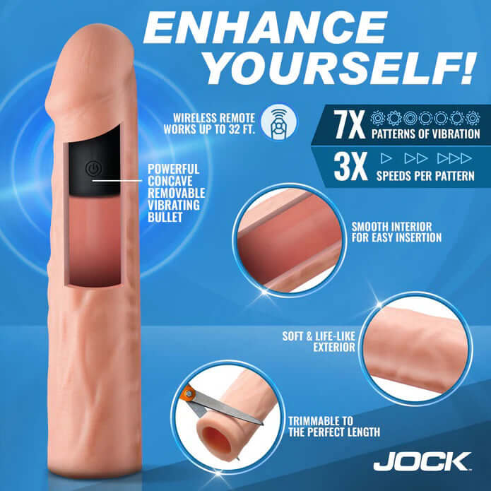 Jock Vibrating Penis Extension with Remote - Light-1