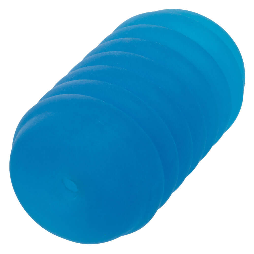Pop Sock Ribbed Blue Masturbation Sleeve - Reversible, textured stroker for enhanced pleasure