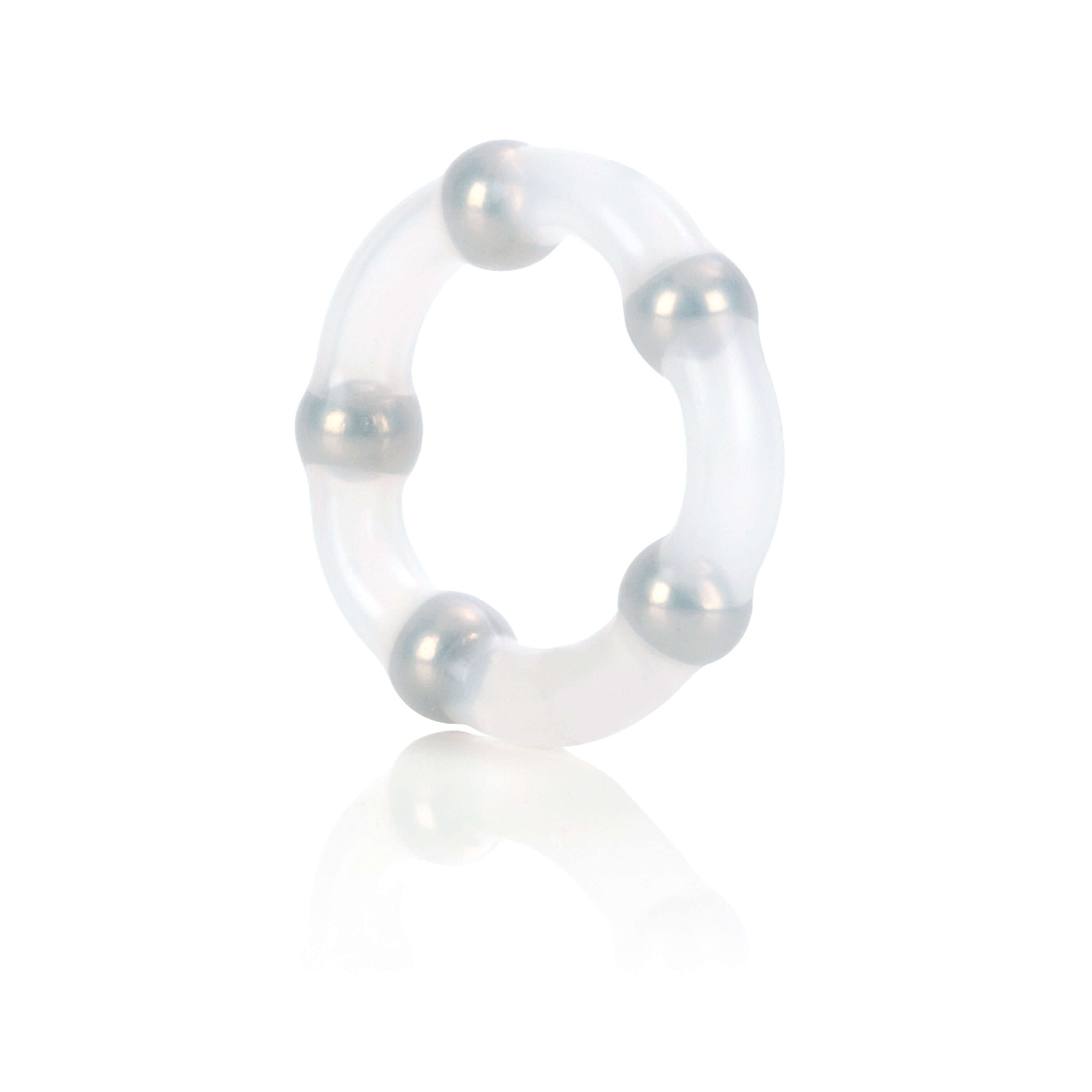 Metallic Bead Ring 1.25 Inches featuring a flexible design with metal accents for enhanced comfort and stimulation.