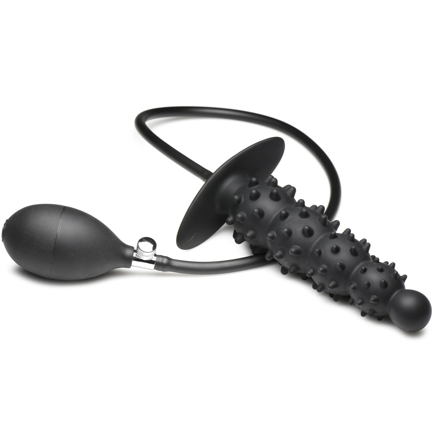 Ass Puffer Nubbed Inflatable Silicone Anal Plug -  Black-6