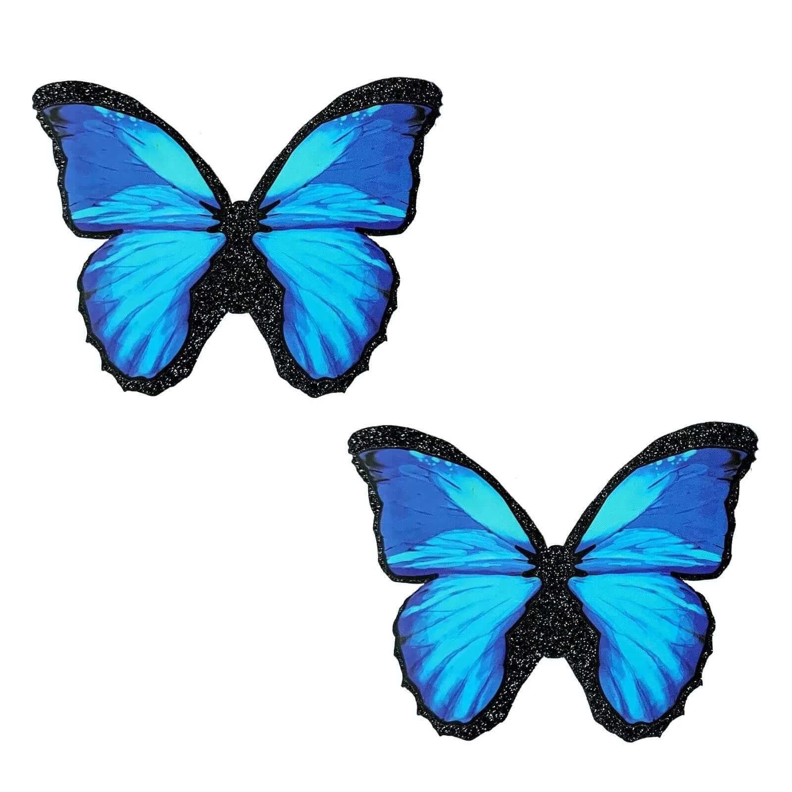 Beautiful Blue Black Glitter Butterfly Nipple Cover Pasties-0