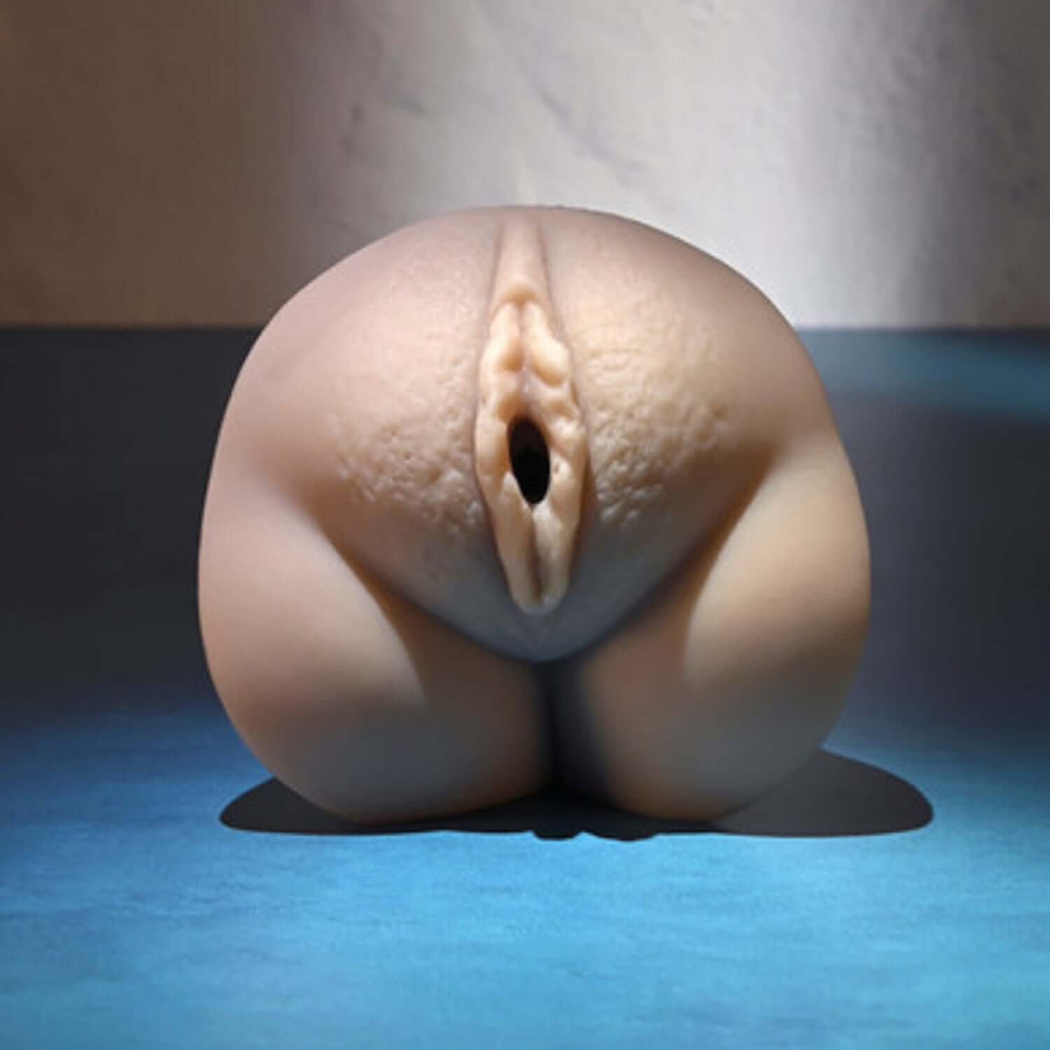 Realistic vagina stroker featuring soft, flexible material for pleasurable sensations in a compact design.