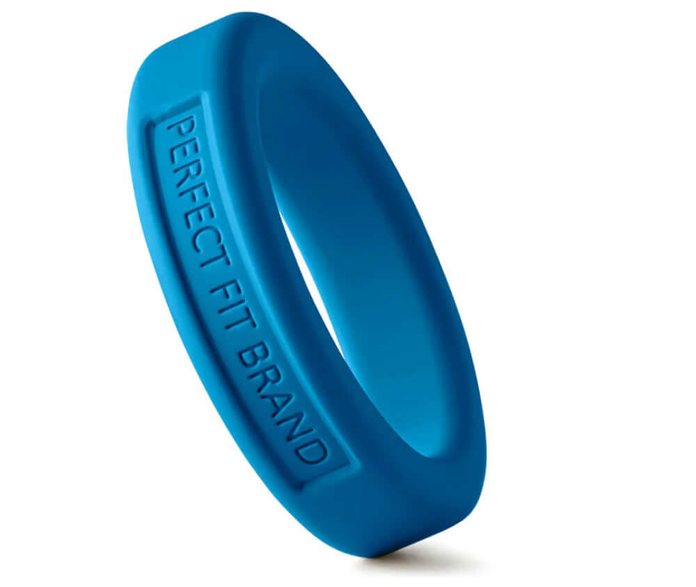 Perfect Fit Hefty Ring 1.4 inch Silicone Blue with a textured surface for enhanced grip and comfort.