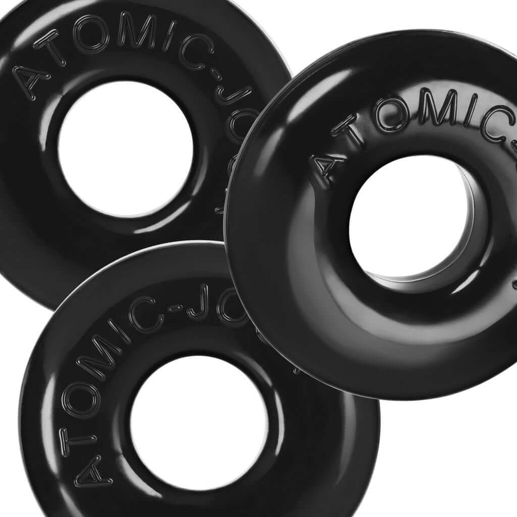 Oxballs Ringer Max 3-Pack black rings, thicker and stronger for squishy, stretchy comfort with "fuck-fit" design, branded Atomic-tight fit