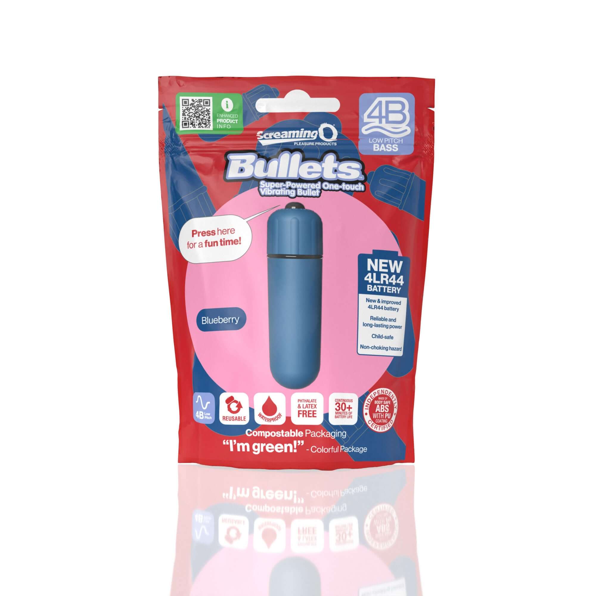 Screaming O 4b - Bullet - Super Powered One Touch Vibrating Bullet - Blueberry-2