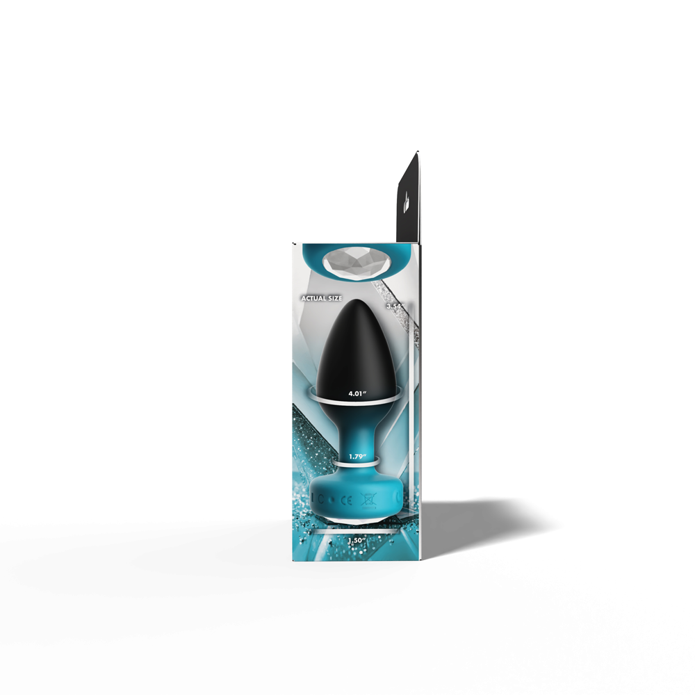 Cheeky Charms Eluxe Vibrating Anal Plug Medium packaging showcasing its elegant design and features.