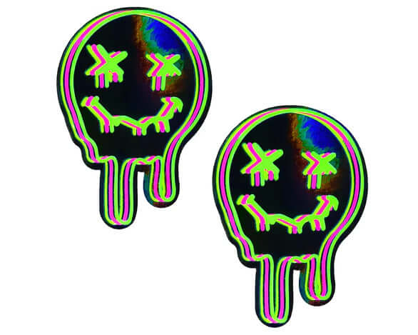 Super Uv Trippy Face Neon Nipple Cover Pasties-0