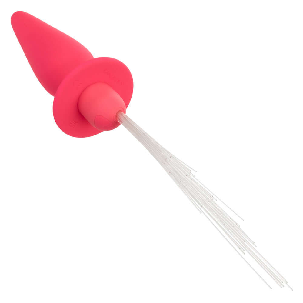 Pink Southern Lights Vibrating Light Up Anal Probe with silicone body, tapered design, and flanged base for a pleasurable experience.