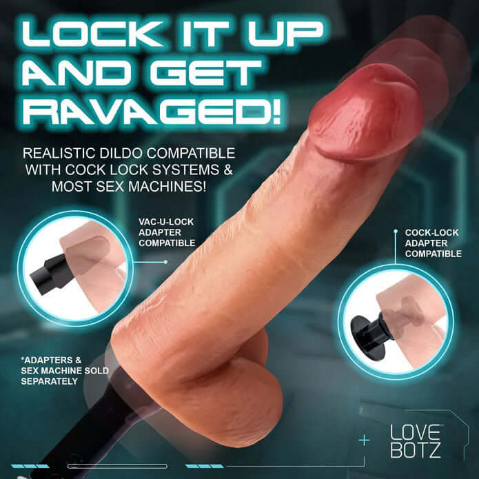 8" Cock Lock Dildo With Balls - Light-4